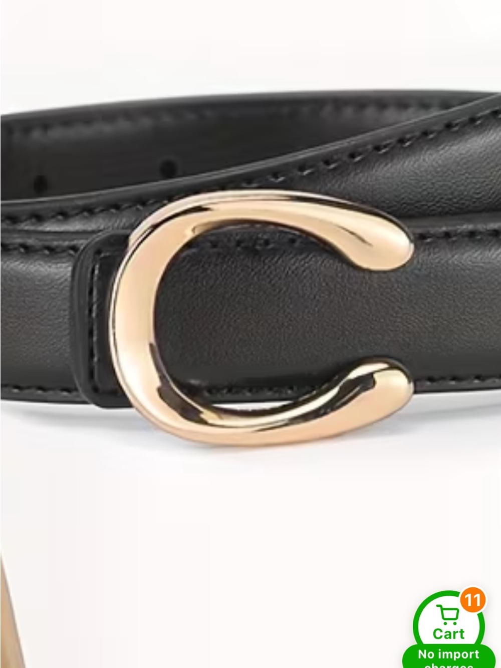 Women’s Black Belt with Gold C-Shaped Buckle